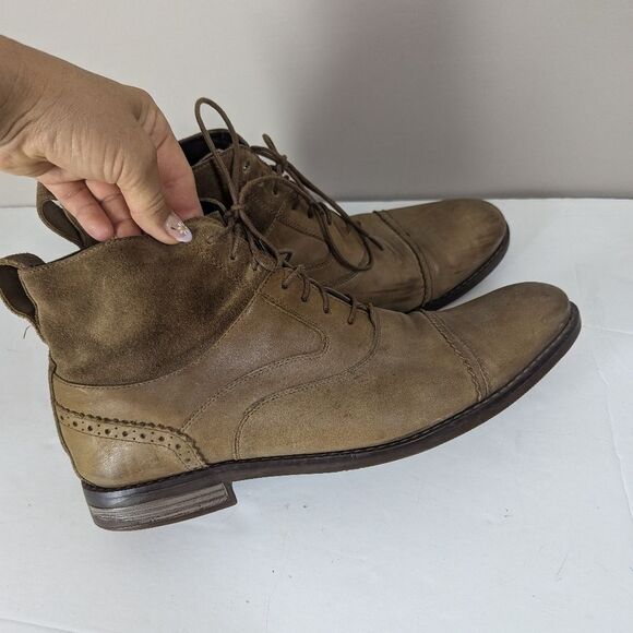 Rockport Men’s Leather Lace-Up Boots Size 11.5 Brown Cap Toe Dress Casual - Picture 6 of 10